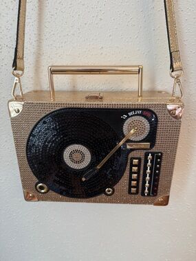Aldo Gold and Black DJ Turntable Crossbody Speaker Bag